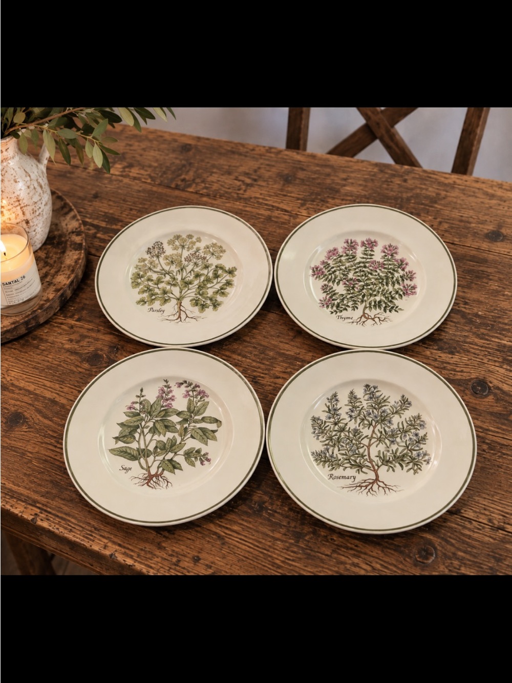 Tiffany & Co. Johnson Brothers Herbs Botanical 8” Plates~ Set of 4 ~England